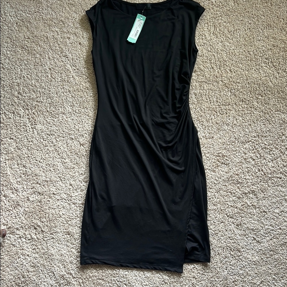 Stitch Fix Verse Small Elegant Black Sleeveless Wrap Dress minimalist core goth